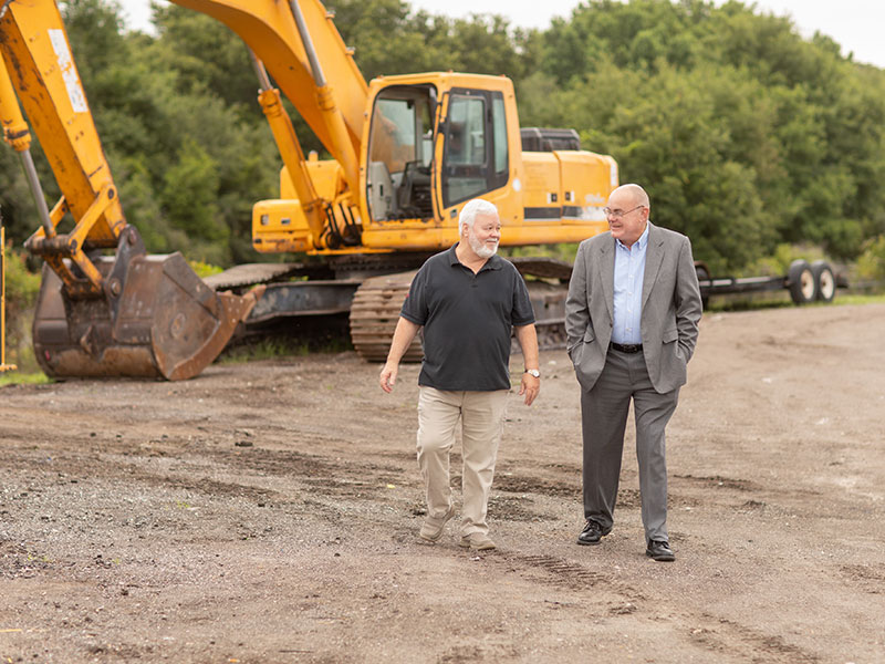 Two men in a construction site